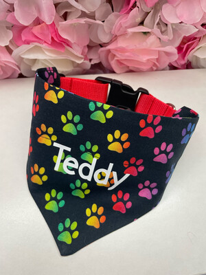 Personalised Neon Paw Dog Bandana &amp; Collar