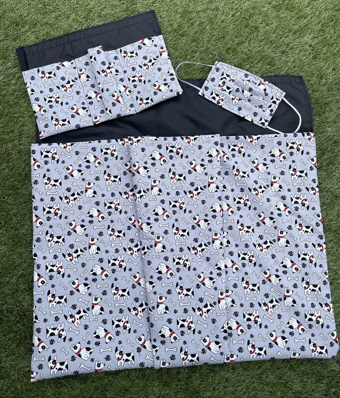 Dog Grooming Fur Bin Waste Bag, Table Tidy &amp; Face Mask / Staffy