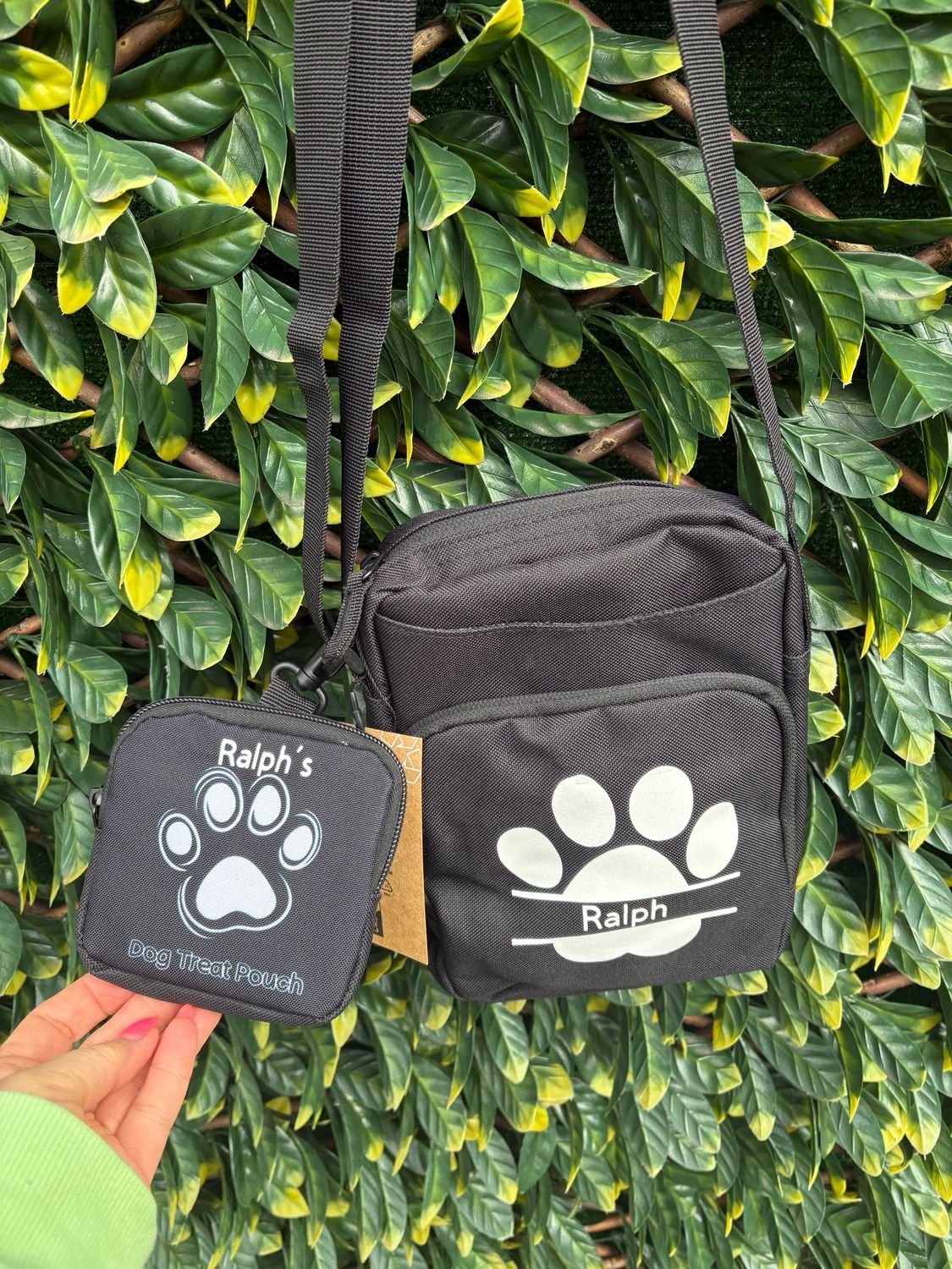 Personalised Dog Walking Crossbody Bag With Treat Pouch.