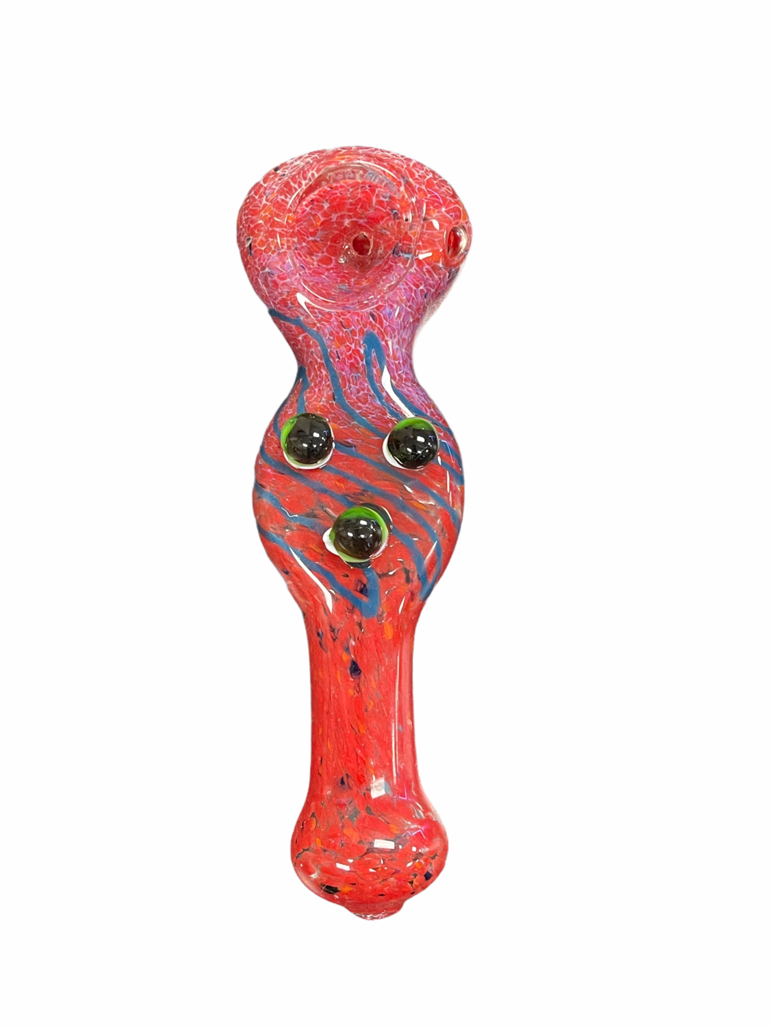 Small Glass Long Hand Pipe Red Jewel