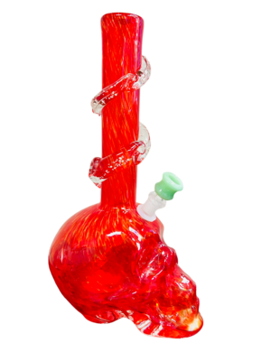Blood Red Skull Glass Water Pipe