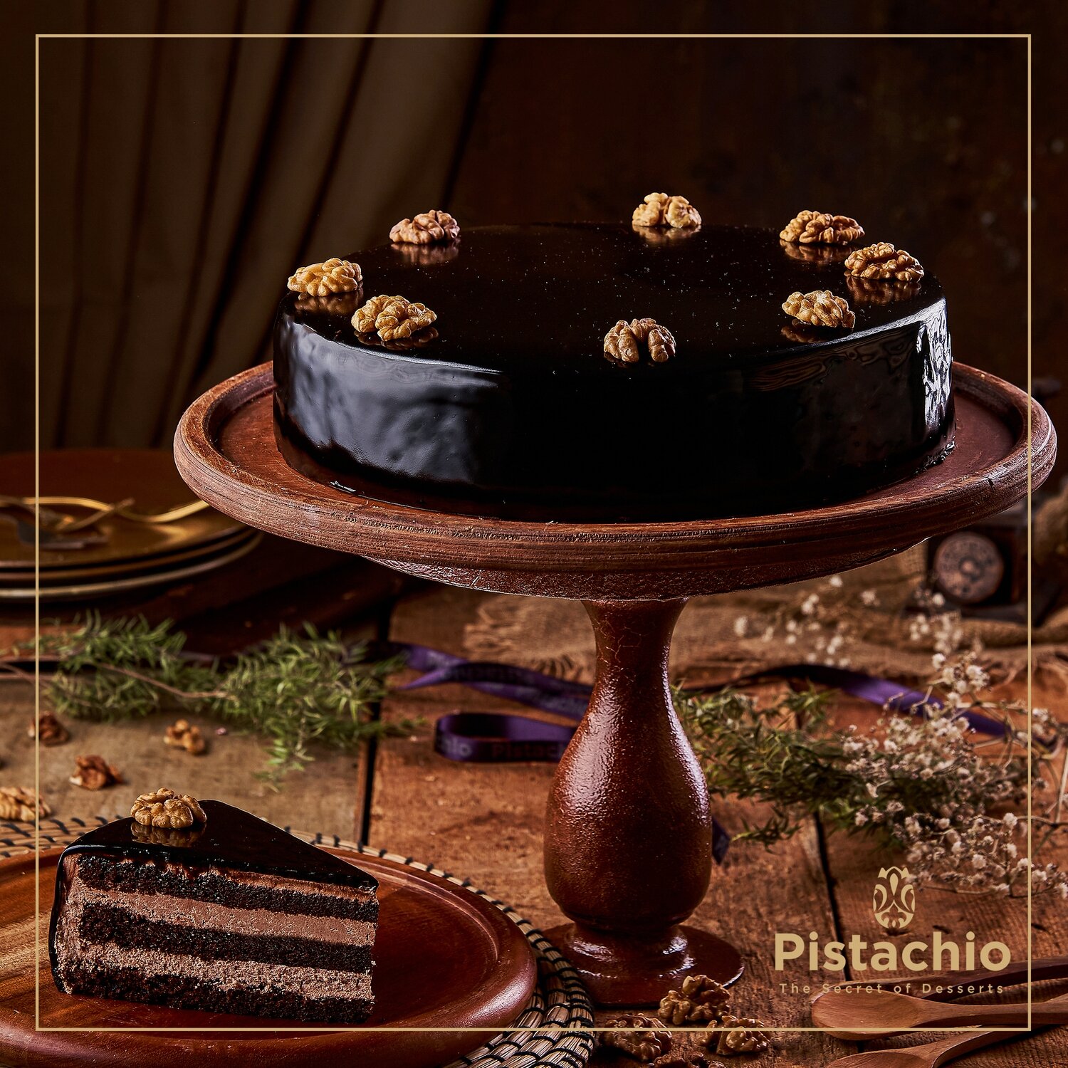 Fudge Cake Torte With Walnut