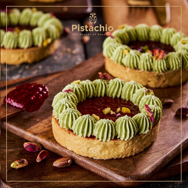 Pistachio Berry Tart Rounded Piece