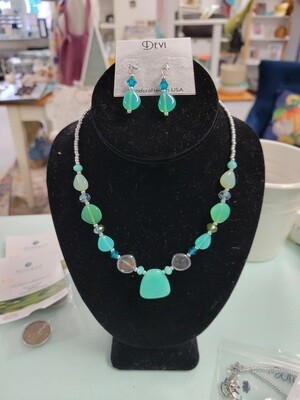 Blue Stone Necklace & Earring Set