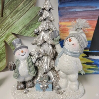 Christmas Tree Snowman Couple