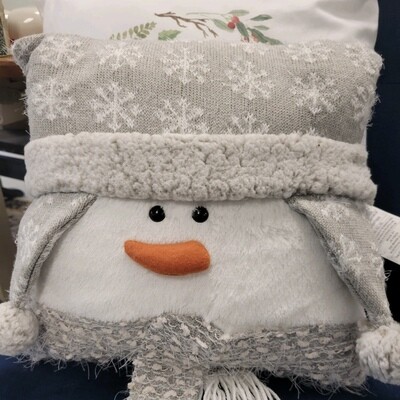 Snowman Face Throw Pillow