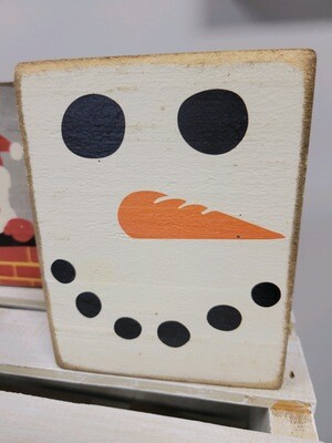 Snowman Face Wooden Sign