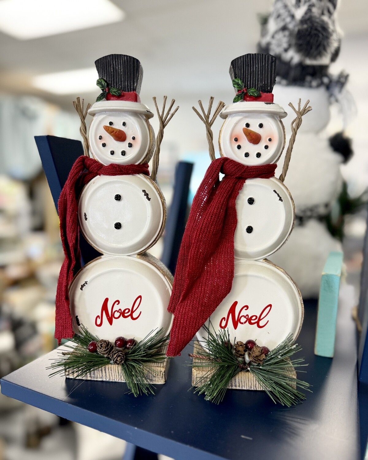 Metal and Wood Rustic Snowman
