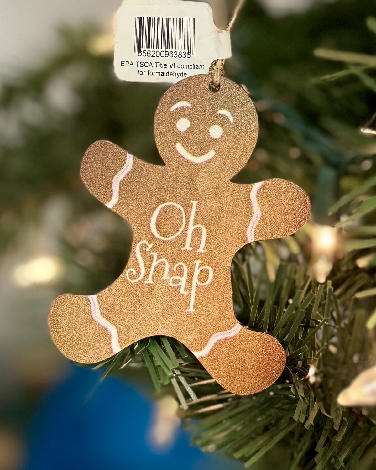 Oh Snap Wood Gingerbread Ornament