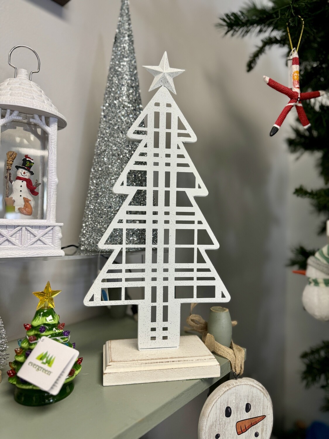 White Metal Christmas Tree Decor