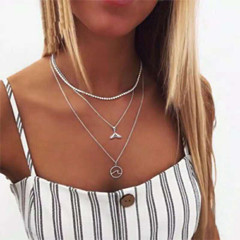 Multilayer Cross Pendant NecklaceDolphin Tale