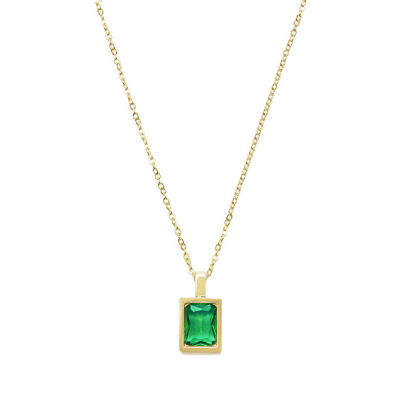 Luxury French Square Necklace Color Green
