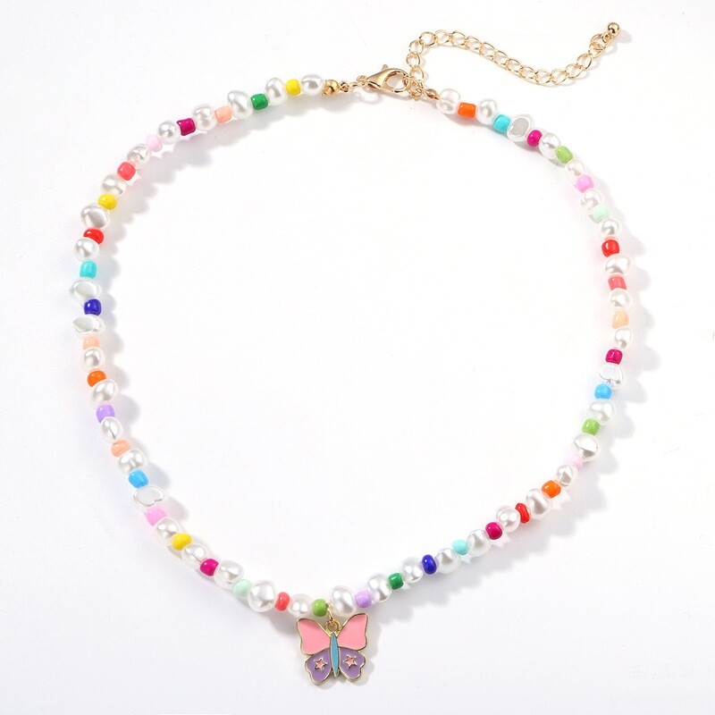 Butterfly Colorful Pearl Kids Necklace