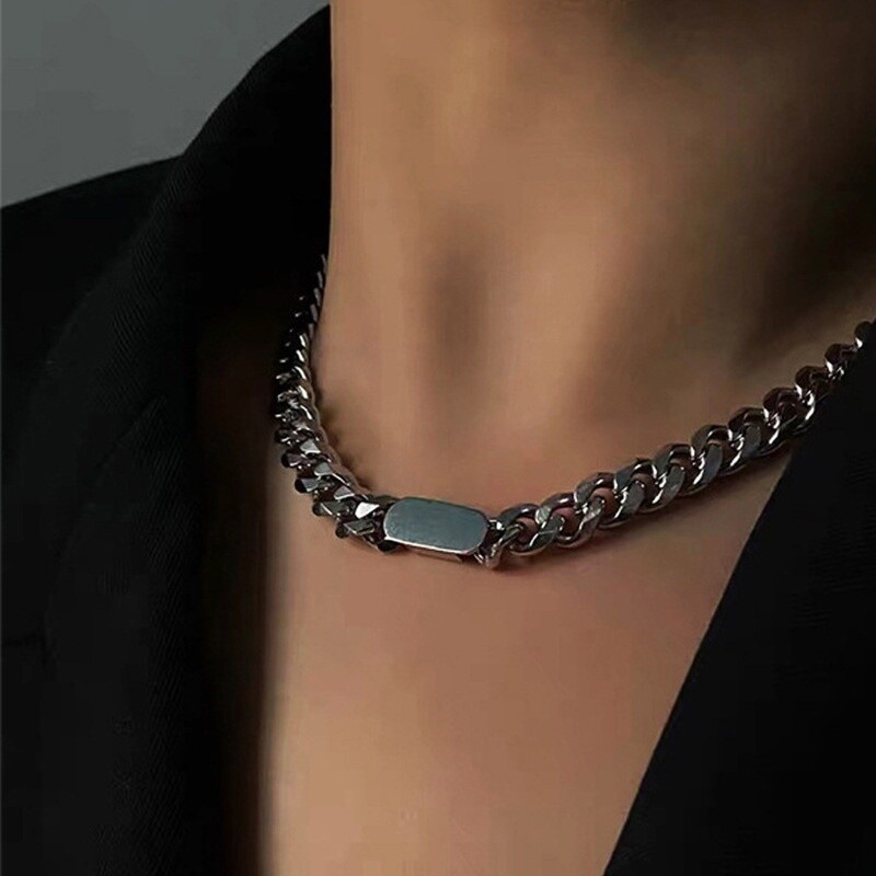 Titanium Steel Women's Thick Silver Chain