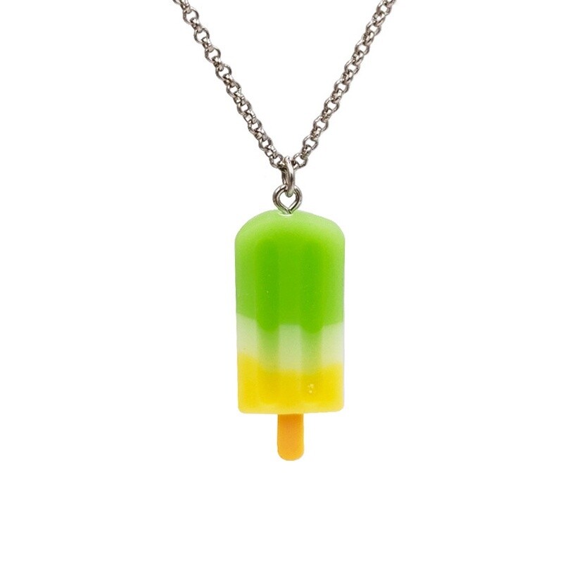 Popsicle Necklace Green - White -Yellow