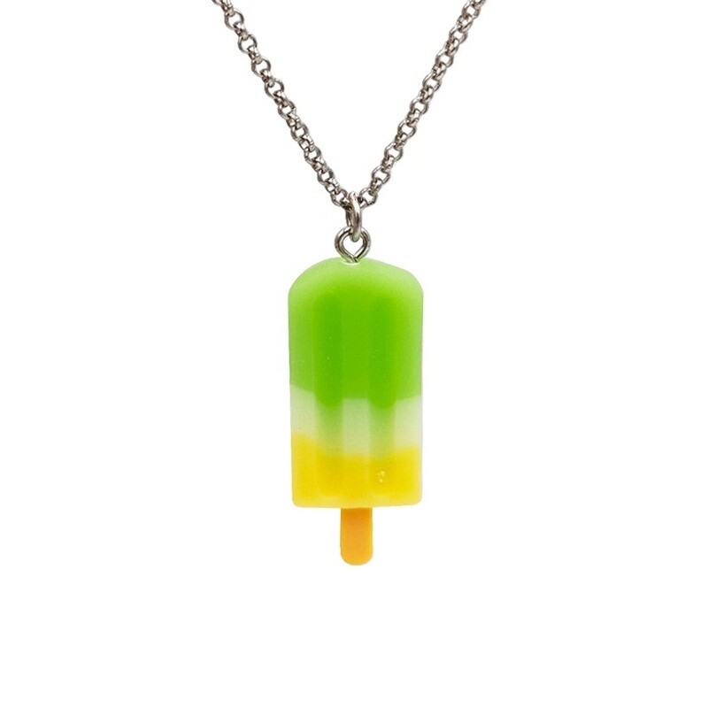 Popsicle Necklace Green - White -Yellow