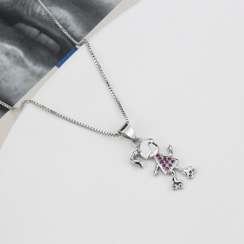 Roller Skating Girls Necklace  (Red)