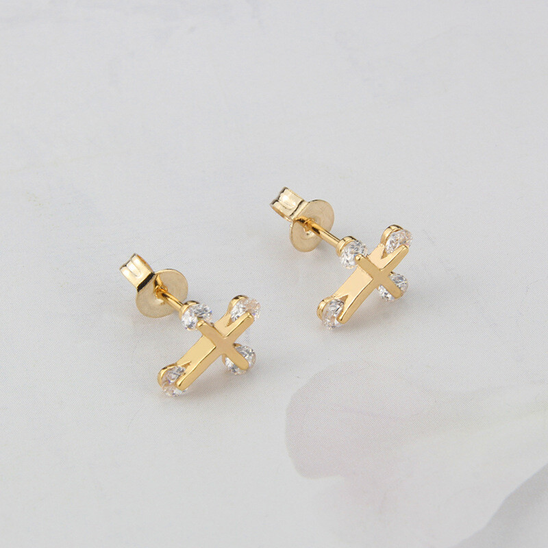Cross White  Zirconium Earring