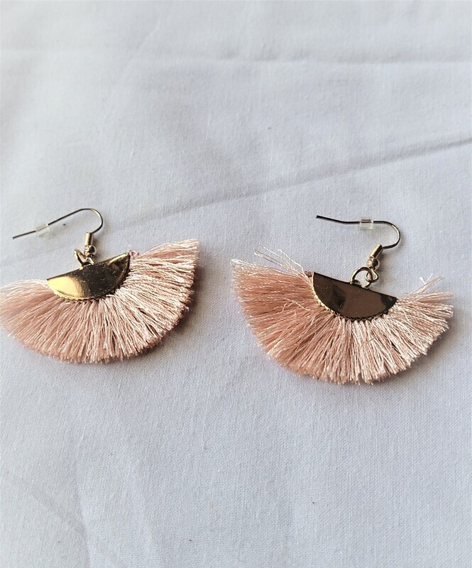 Pink Tassel Fan Earring