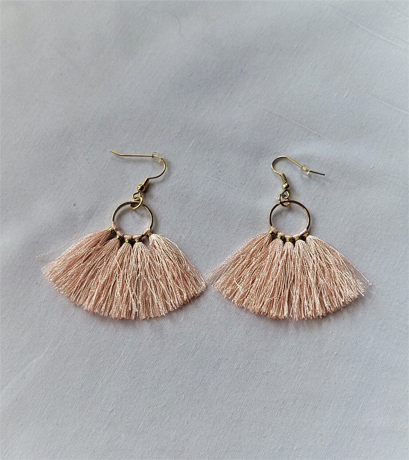 Five Tassel Fan Earring Pink