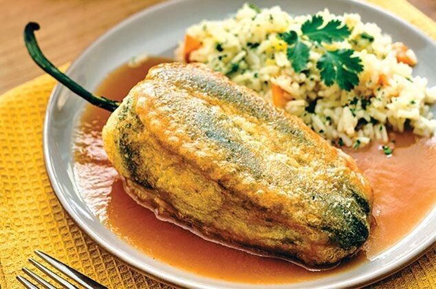 4 SPICY! OAXACAN-STYLE CHILLES RELLENOS with chicken