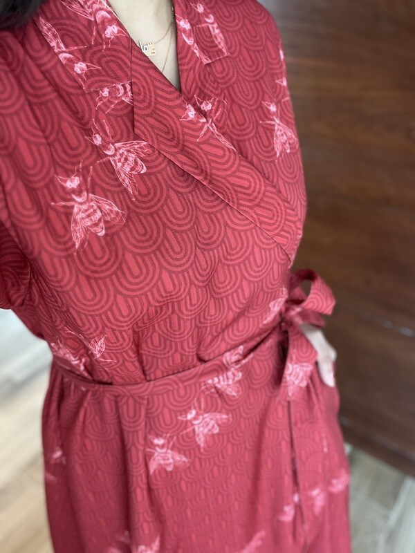 Strawberry Beehive Classic Wrap Dress