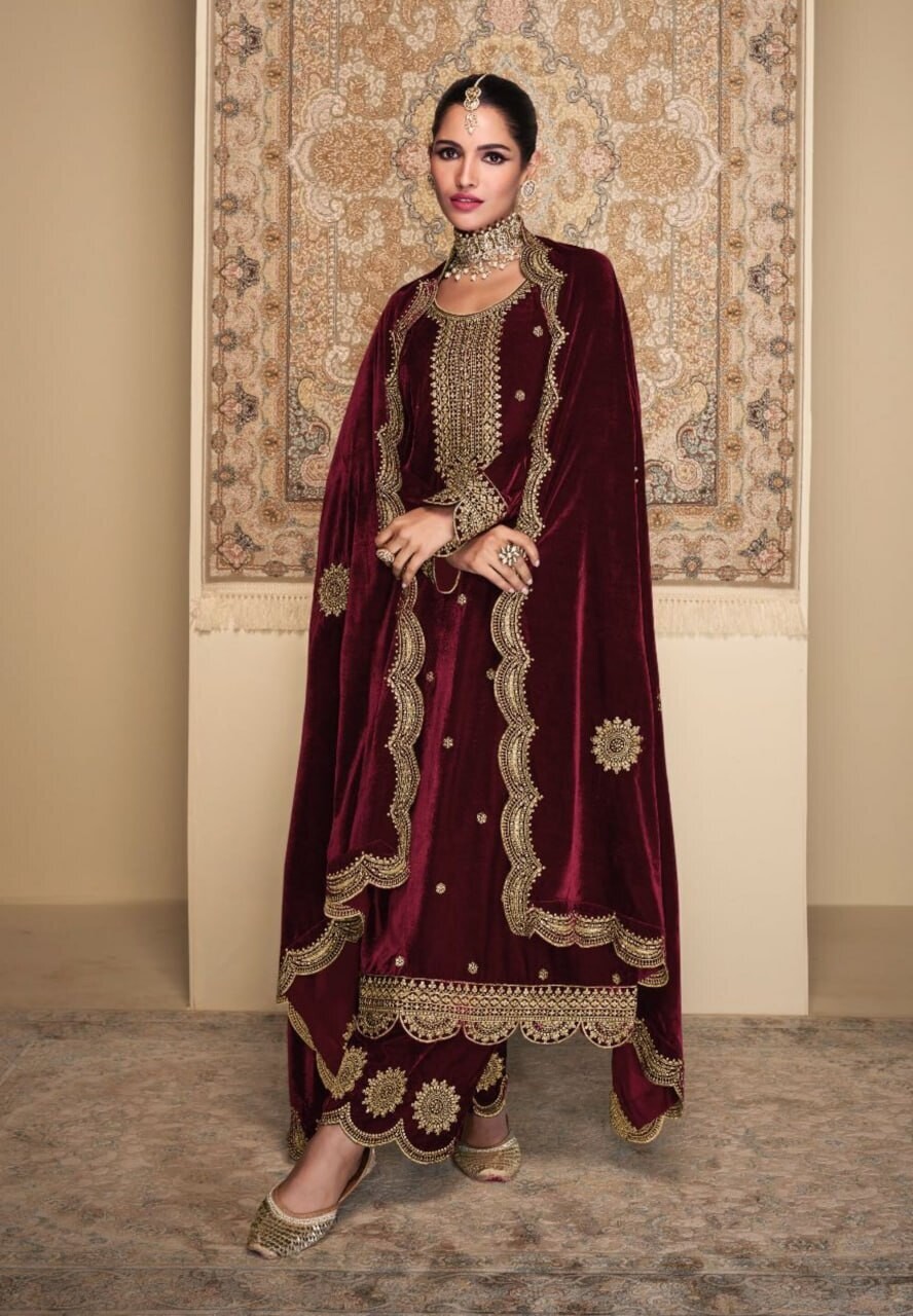 Pakistani Velvet Suit for Wedding