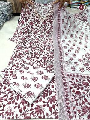 Floral Afghani Suit Set - Cotton Fabric - Size M