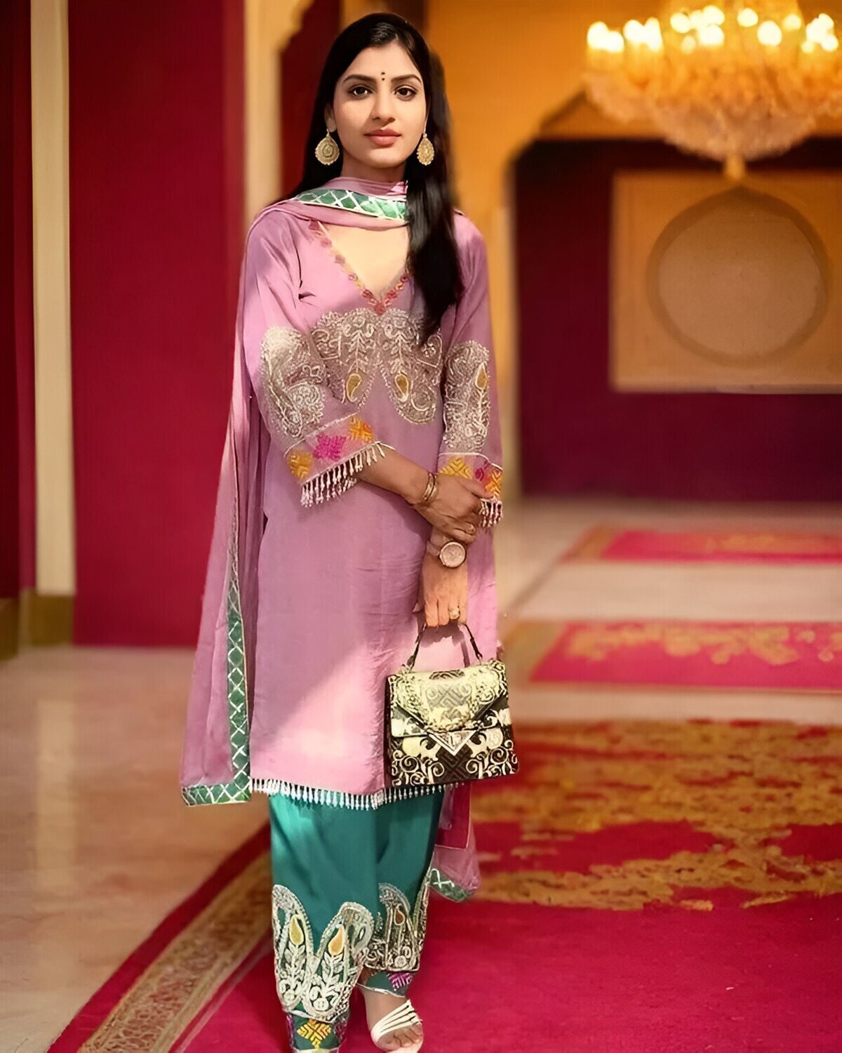 Luxe Purple & Peacock Green Salwar Kameez Set - Punjabi Boutique Suit