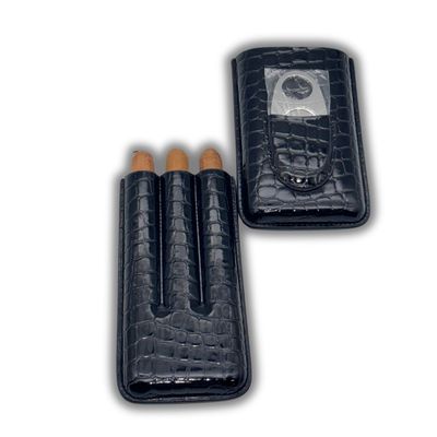 Classic Collection - Roma Leather Case - 3 Fingers -  - Include Cutter 6 3/4 x 31/2 x 1