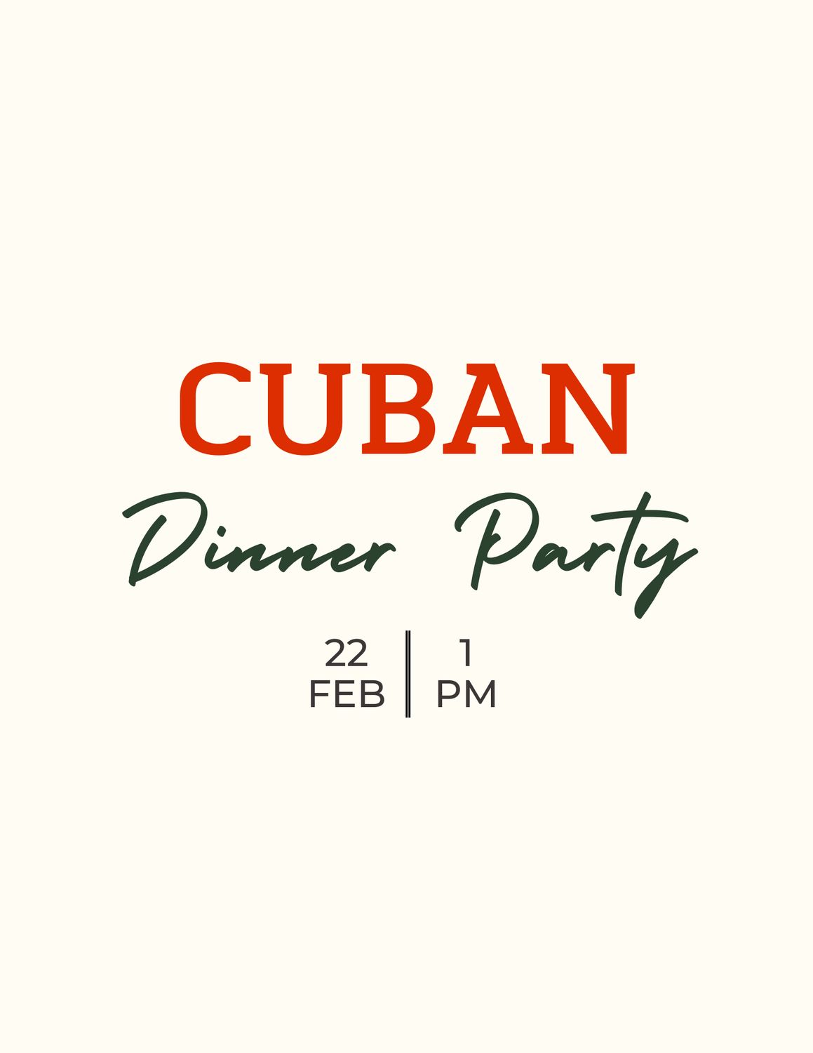 CUBAN DINNER PARTY FEB 22 OF 2026