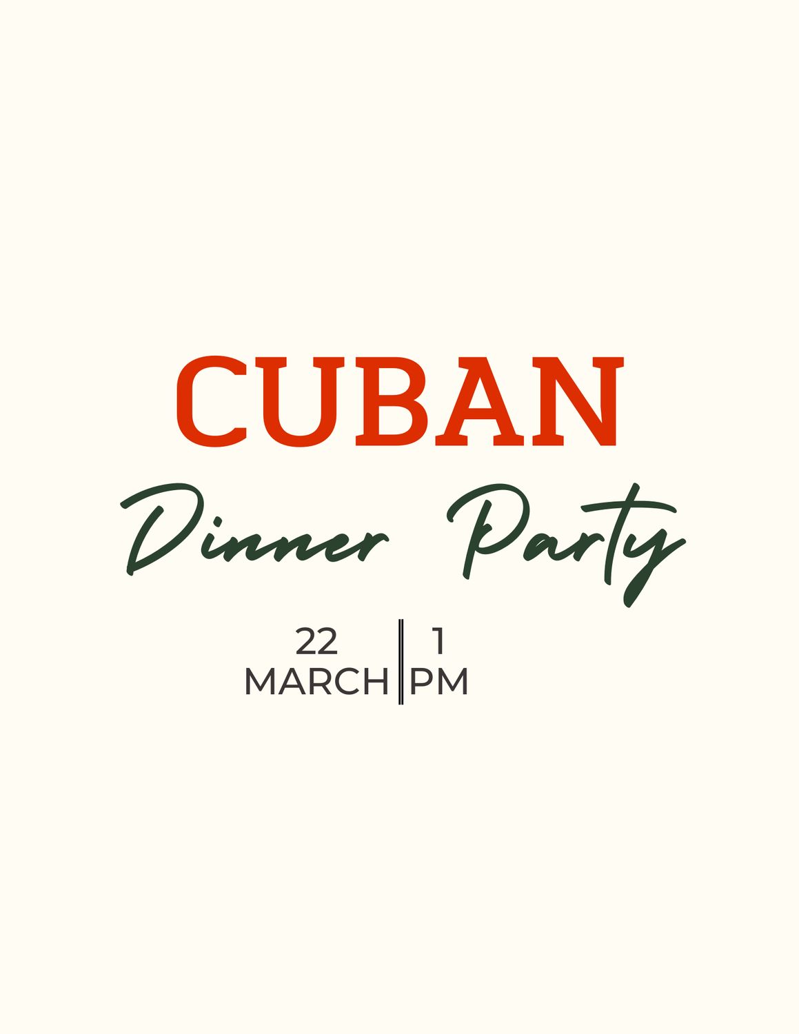 CUBAN DINNER PARTY MARCH 22 OF 2026