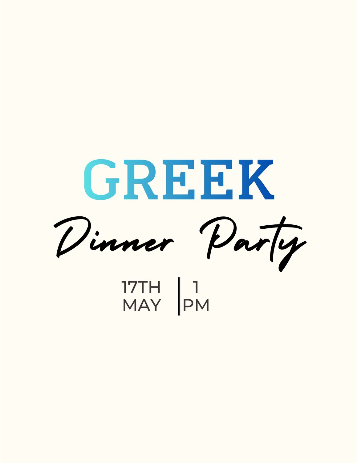GREEK DINNER PARTY May 17th OF 2026
