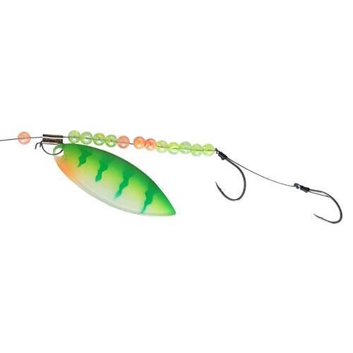 Dutch Fork Custom Lures 10&quot; Wire Leader Willow Leaf Crawler Harness Green Perch