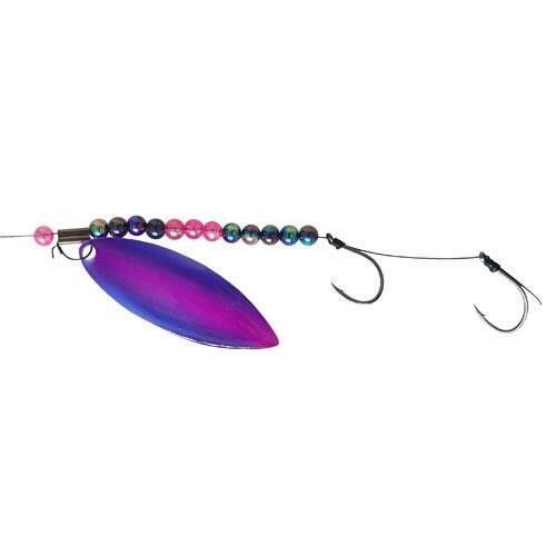 Dutch Fork Custom Lures 10&quot; Wire Leader Willow Leaf Crawler Harness Purple Demon