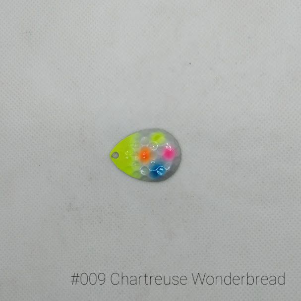 #009 Chartreuse Wonderbread W/Chartreuse Back Size 4 3pk Krankie Lure Colorado Blades