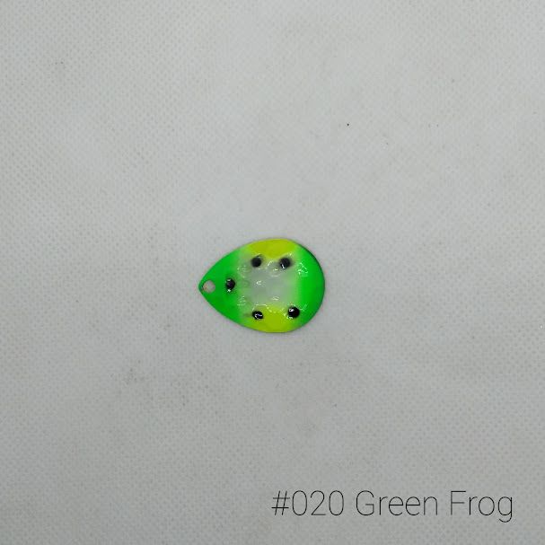 #020 Green Frog W/Chartreuse Back Size 5 3pk Krankie Lure Colorado Blades