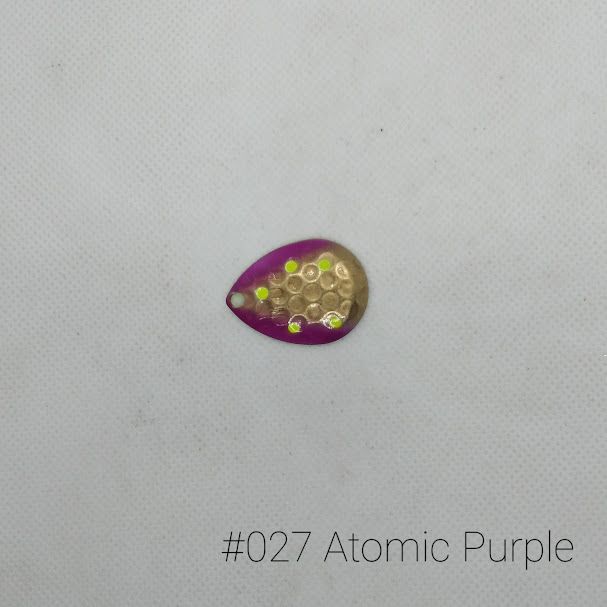 #027 Atomic Purple W/Chartreuse Back Size 5 3pk Krankie Lure Colorado Blades