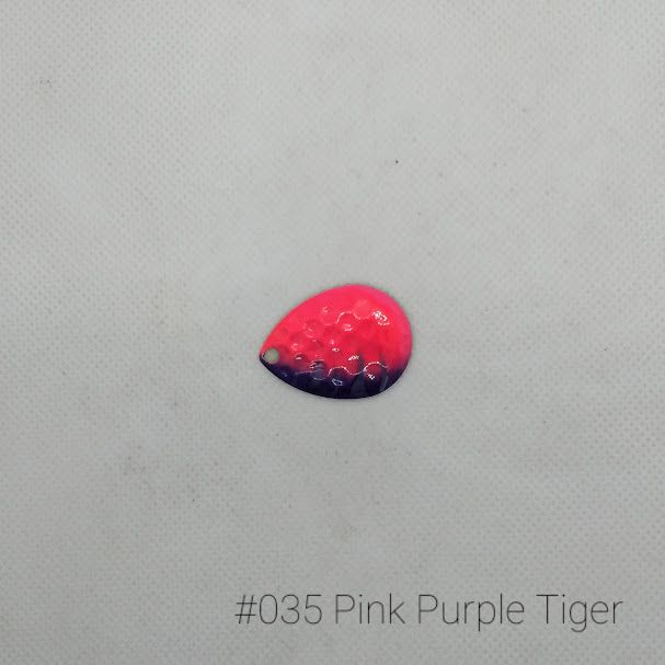 #035 Pink Purple Tiger W/Chartreuse Back Size 5 3pk Krankie Lure Colorado Blades