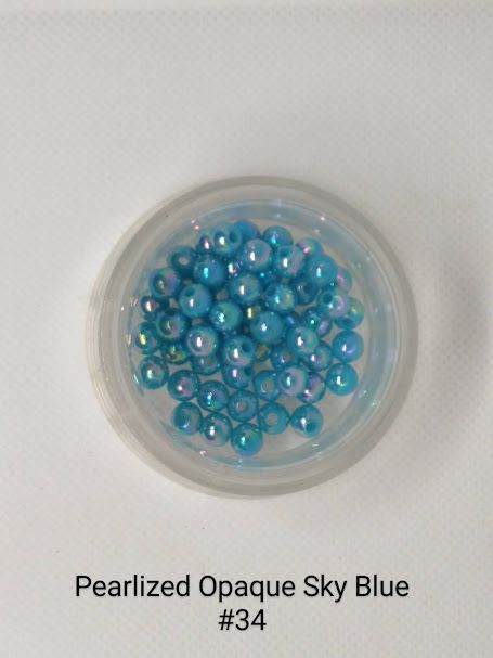 4mm Pearlized Opaque Sky Blue Beads 1lb Bag