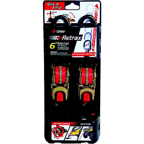 6&#39; Ratchet Tie Downs Retractable 2pk