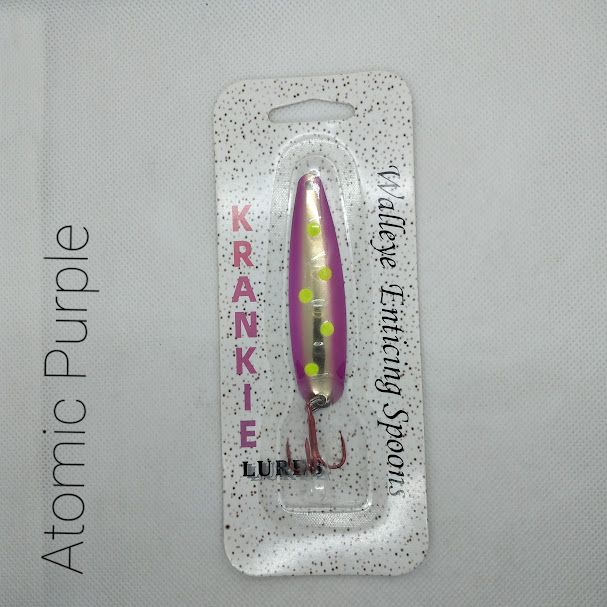 Atomic Purple W/Gold Back #23 Walleye Enticing Spoons 2-3/4&quot;