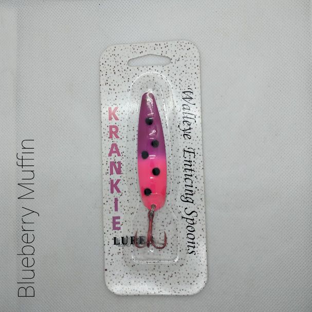 Blueberry Muffin W/Gold Back #32 Walleye Enticing Spoons 3-3/4&quot;