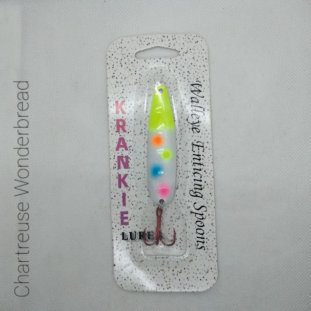 Chartreuse Wonderbread W/Gold Back #31 Walleye Enticing Spoons 3-3/4&quot;