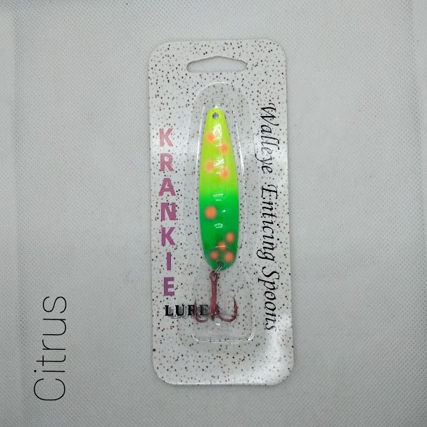 Citrus W/Super Glow Back #2 Walleye Enticing Spoons 3-3/4&quot;