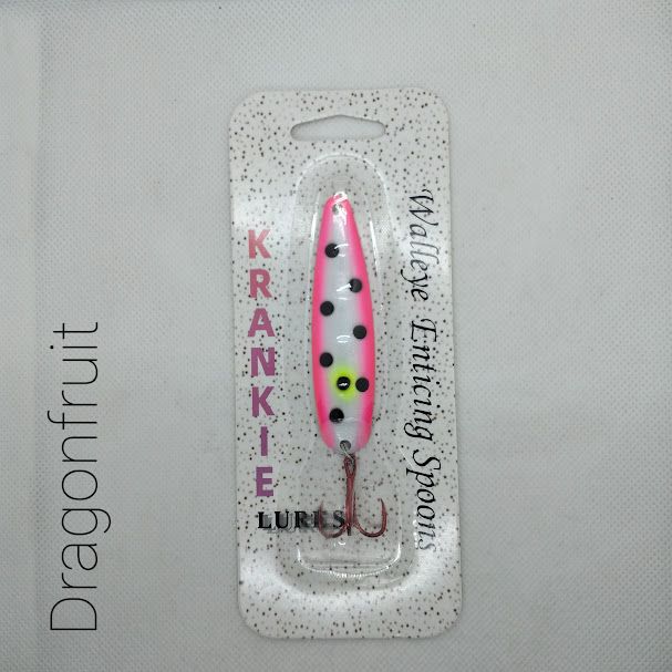 Dragonfruit W/Gold Back #1 Walleye Enticing Spoons 3-3/4&quot;