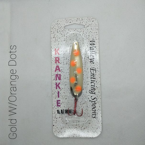 Gold W/Orange Dots W/Gold Back #4 Walleye Enticing Spoons 2-3/4&quot;