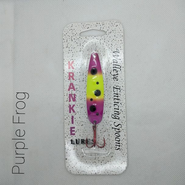 Purple Frog W/Gold Back #9 Walleye Enticing Spoons 3-3/4&quot;
