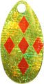 Indiana Spinner Blade-Size 3-Chartreuse &amp; Orange Diamonds Iridescent Foilistic Pk of 3