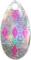 Indiana Spinner Blade-Size 3-Silver &amp; Pink Diamonds Iridescent Foilistic Pk of 3
